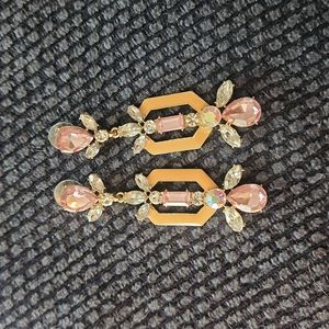 Gold fashion earrings with pink and clear crystals- You will turn heads!